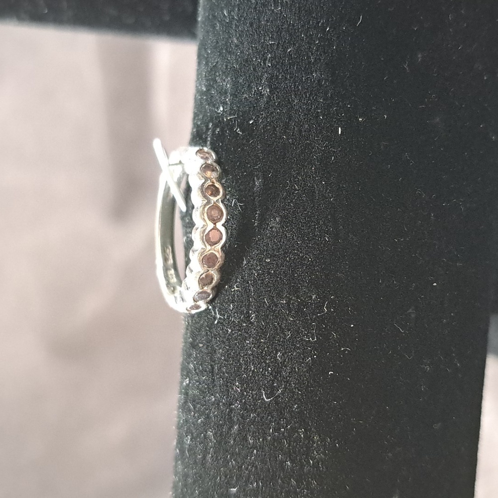 Thin Thai 925 Silver 4mm Band with Nine Tiny Amethyst Stones VG 7 Marked